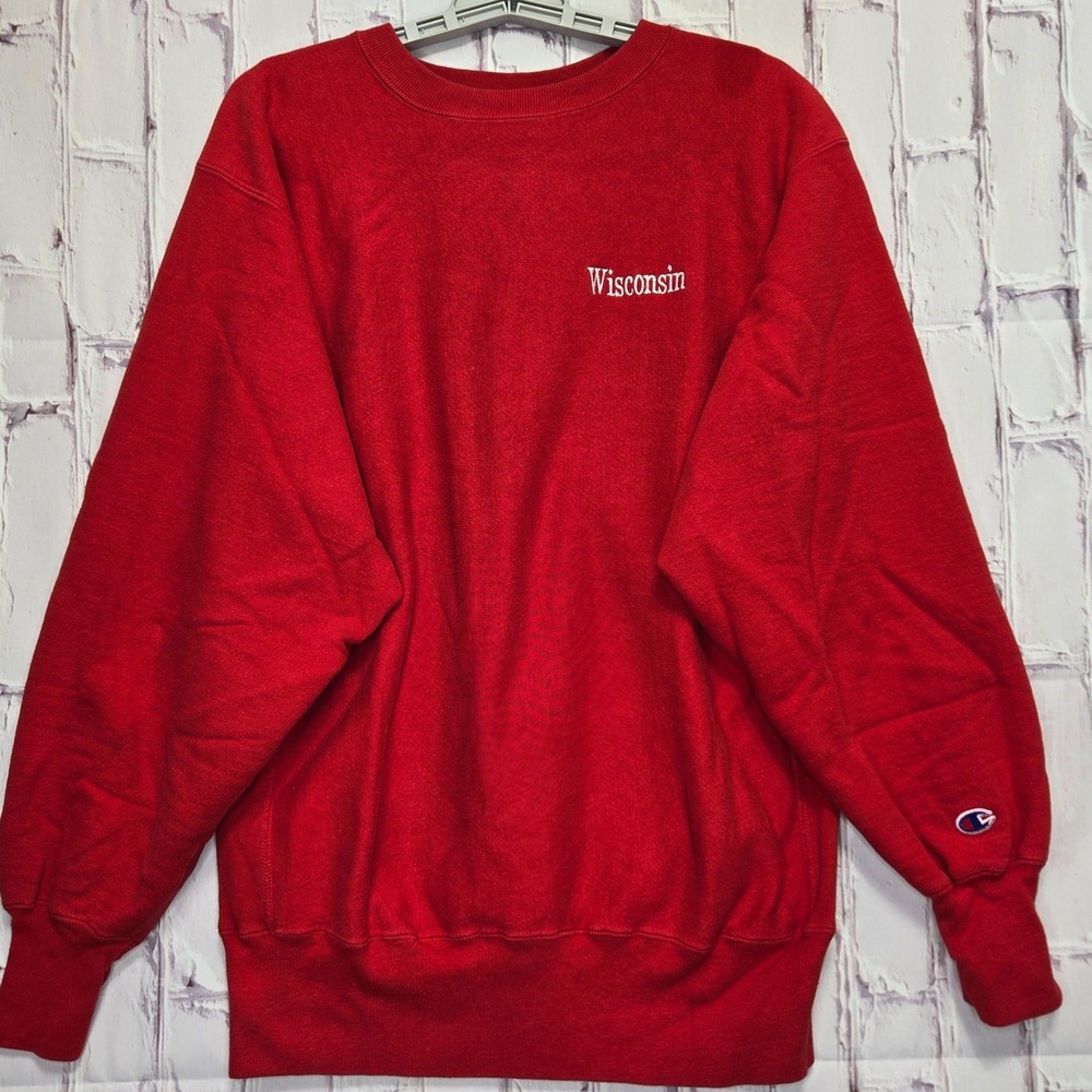 Vintage Champion Reverse Weave Wisconsin Badgers Football NCAA Sweatshirt Men XL